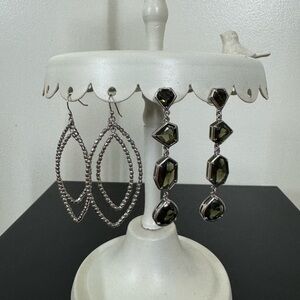 Adrienne Vittadini 2 pair bundle Elegant Silver and Black Earrings Set